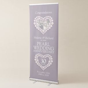 30th pearl wedding anniversary photo heart retractable banner
