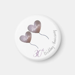 30th Pearl wedding anniversary purple balloon gift Magnet
