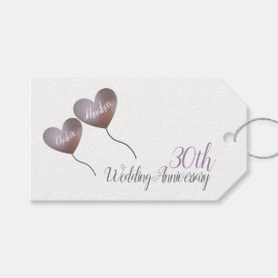 30th Pearl wedding anniversary purple balloons Gift Tags