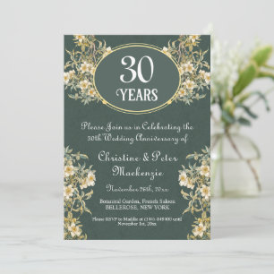 30th Pearl Wedding Anniversary Rich Floral Invitation