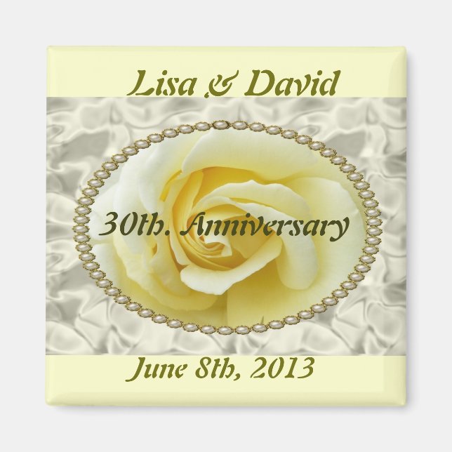 30th. Pearl Wedding Anniversary save the date Magn Magnet (Front)