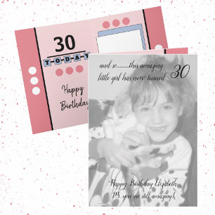  30th still amazing pink birthday photo card