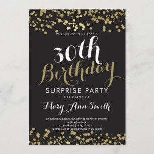 30th Surprise Birthday Gold Foil Confetti Invitation
