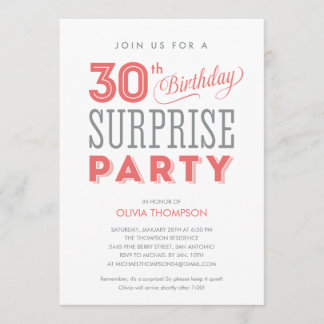30th Surprise Birthday Invitations
