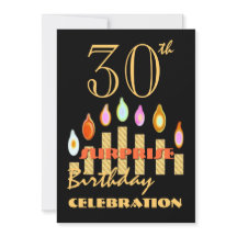 30th SURPRISE Birthday Party Gold Candles Invite