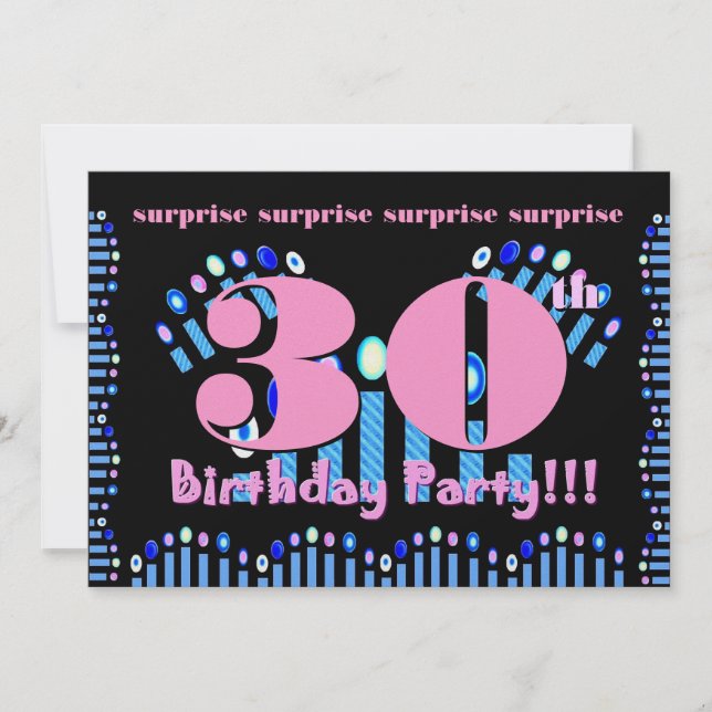 30th SURPRISE Birthday Party Invitation Template (Front)