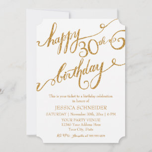 30th, Thirtieth Birthday Party Ticket Celebration Invitation