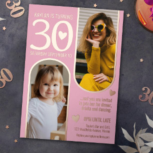 30th two arches birthday pink rose gold hearts