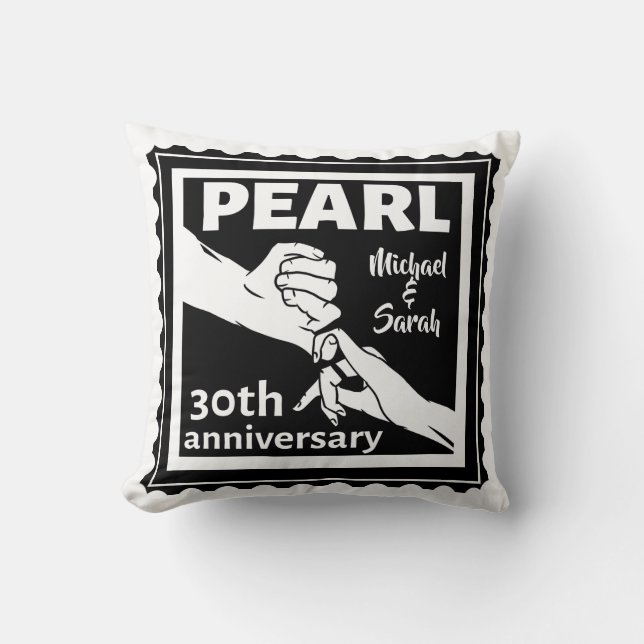 30th wedding anniversary black and white romantic cushion (Front)