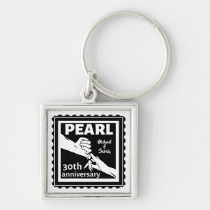 30th wedding anniversary black and white romantic key ring