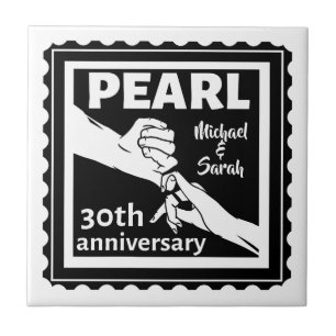 30th wedding anniversary black and white romantic tile