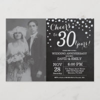 30th Wedding Anniversary Chalkboard Black Silver