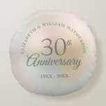 30th Wedding Anniversary Chic Beautiful Pearl  Round Cushion<br><div class="desc">Featuring a beautiful pearl,  this chic 30th wedding anniversary pillow can be personalised with your special pearl anniversary information on a pearl background. Designed by Thisisnotme©</div>