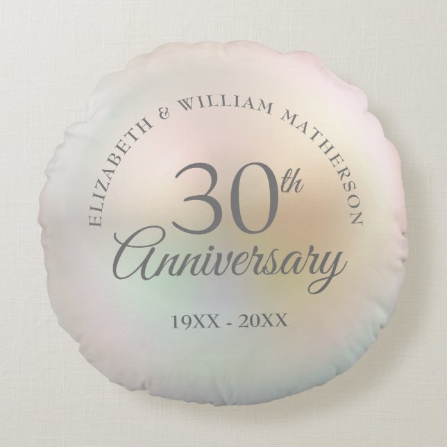 30th Wedding Anniversary Chic Beautiful Pearl  Round Cushion (Front)