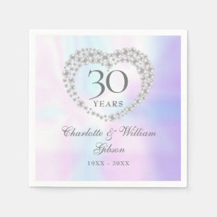 30th Wedding Anniversary Chic Pearl Heart  Napkin