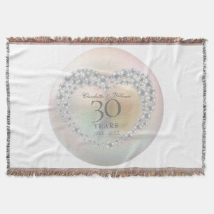30th Wedding Anniversary Chic Pearl Heart Throw Blanket