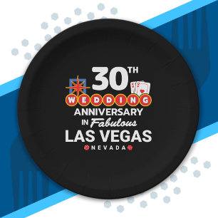 30th Wedding Anniversary Couples Las Vegas Trip Paper Plate