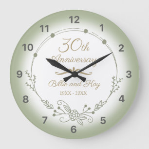 30th Wedding Anniversary Elegant Large Clock