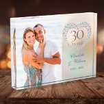 30th Wedding Anniversary Elegant Pearl Heart Photo Block<br><div class="desc">This chic 30th wedding anniversary keepsake can be personalised with the photo,  names and anniversary dates of the special couple. Designed by Thisisnotme©</div>