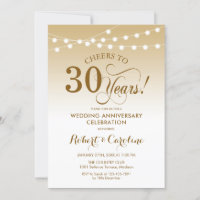 30th Wedding Anniversary - Gold White