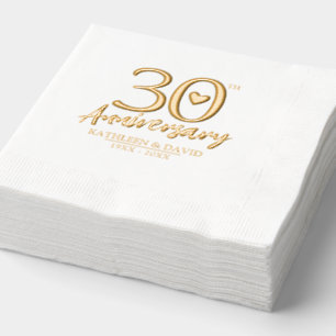30th wedding anniversary heart custom graphic foil napkins