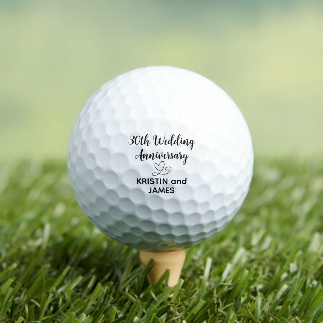 30th Wedding Anniversary Heart Golf Balls (Insitu Tee)