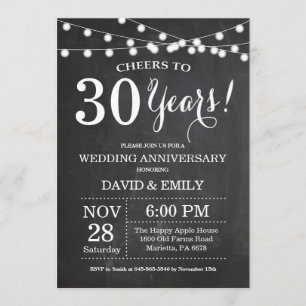 30th Wedding Anniversary Invitation Chalkboard