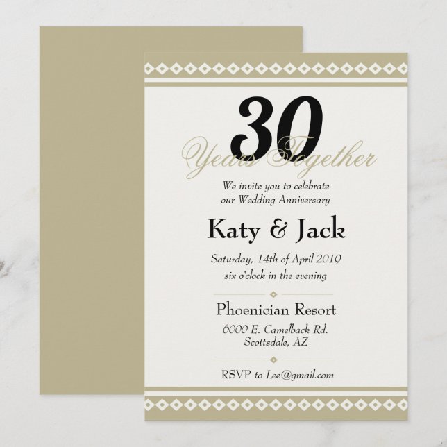 30th Wedding Anniversary Invite (Front/Back)