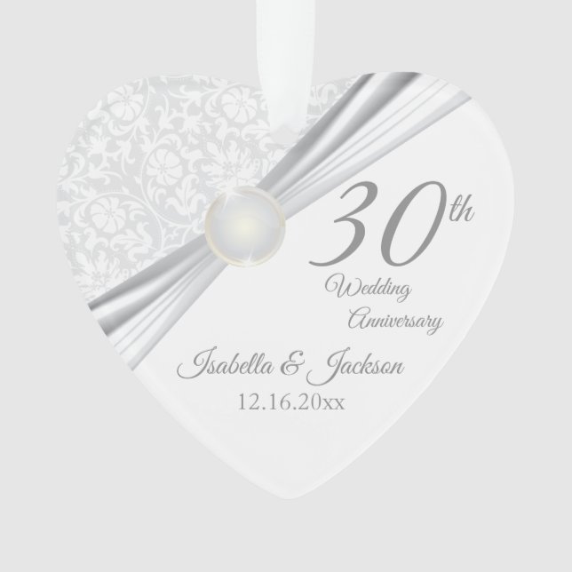 30th Wedding Anniversary Keepsake Design Ornament (Front)