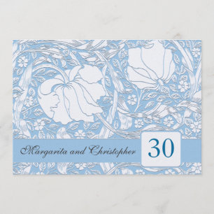 30th wedding anniversary light blue invitations