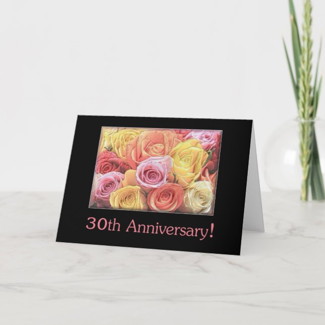 30th Wedding Anniversary mixed rose bouquet Card (Front)