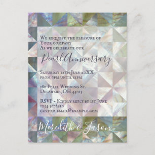 30th Wedding Anniversary Modern Pearl Invitation Postcard