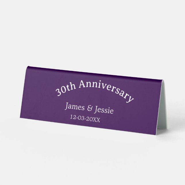30th wedding anniversary name date purple simple  (Front)