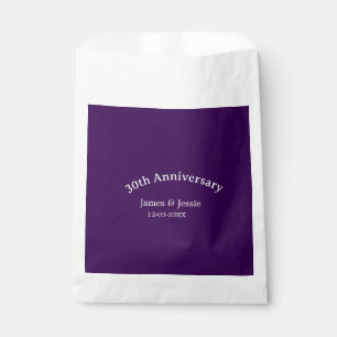 30th wedding anniversary name date purple simple favour bags