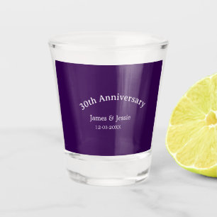 30th wedding anniversary name date purple simple shot glass