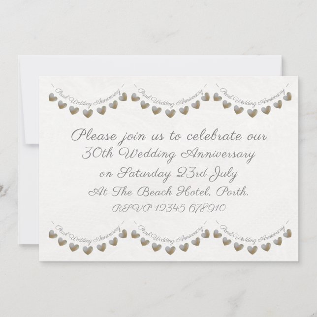 30th Wedding anniversary pearl bunting invite (Front)