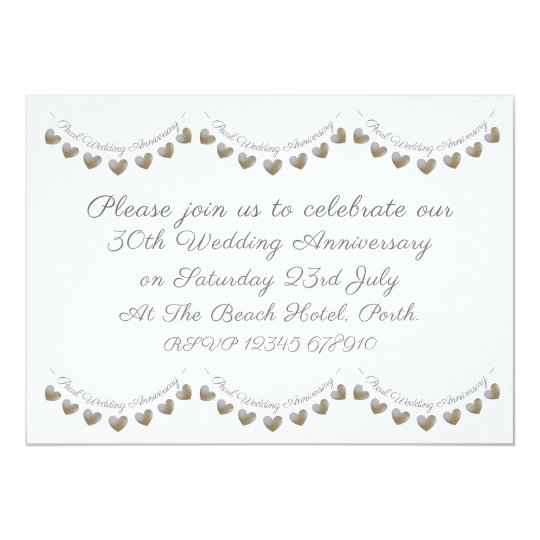 30th Wedding Anniversary Pearl Bunting Invite Zazzle Co Uk