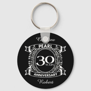 30th wedding anniversary pearl crest key ring