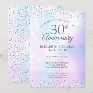 30th Wedding Anniversary Pearl Hearts Confetti  Invitation