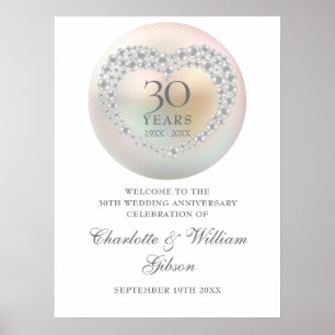 30th Wedding Anniversary Pearl Welcome Sign