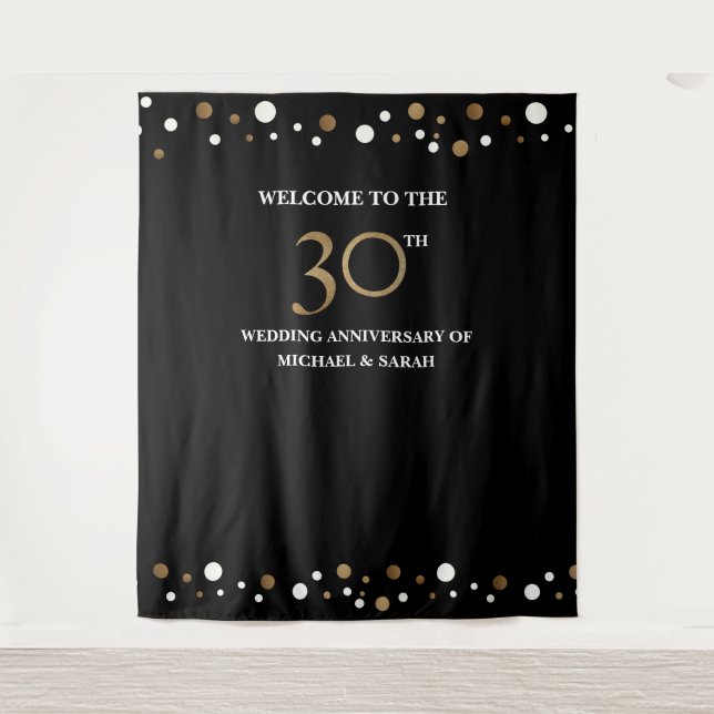 30th WEDDING Anniversary Photo backdrop Tapestry (Front)