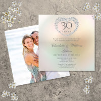 30th Wedding Anniversary Photo Square Pearl Heart