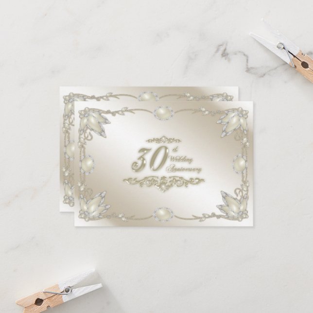 30th Wedding Anniversary RSVP Invitation (Front/Back In Situ)