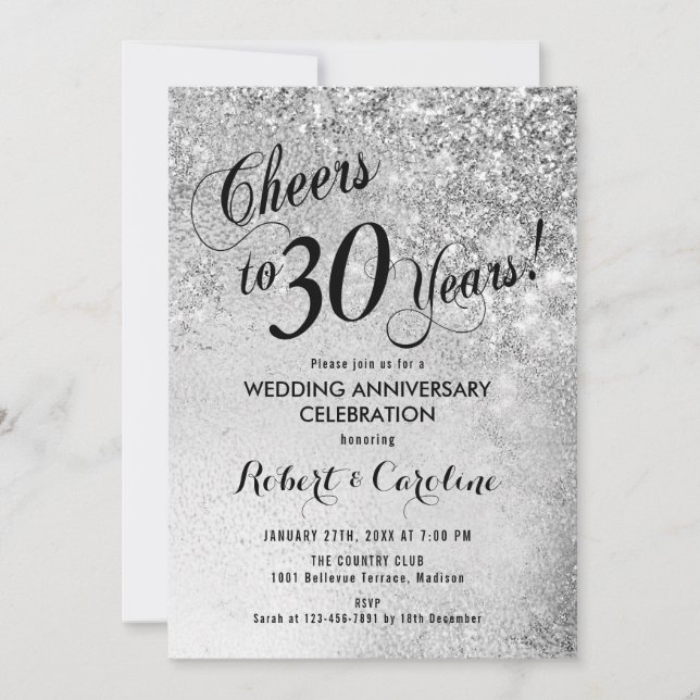 30th Wedding Anniversary Silver Invitation (Front)