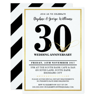  30th  Wedding  Anniversary  Invitations  Announcements 