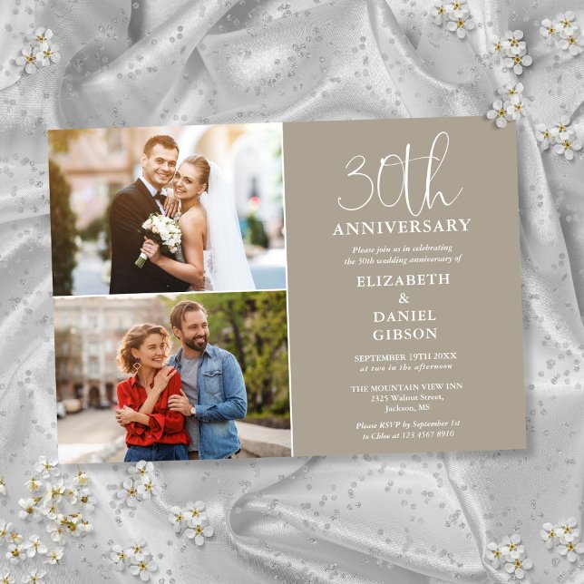 30th Wedding Anniversary Then And Now 2 Photo Invitation (30th Wedding Anniversary Then And Now 2 Photo Invitation)