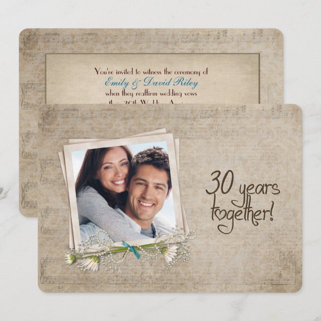 30th Wedding Anniversary Vow Renewal Invitation (Front/Back)