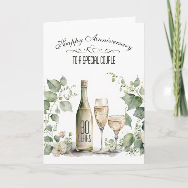 30th Wedding Anniversary Wine and Ivy   Card (Front)