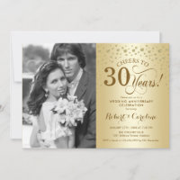 30th Wedding Anniversary with Photo - Gold