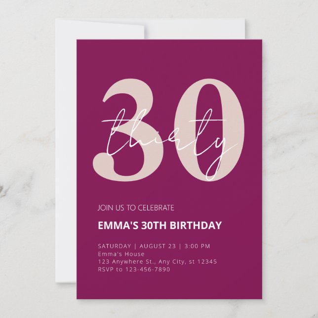 30th year celebration birthday invitation (Front)